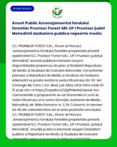 Anunt Public Amenajamentul fondului forestier Prunisor Forest SRL UP I