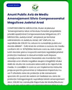Anunt Public Aviz de Mediu Amenajament Silvic Composesoratul Magulicea