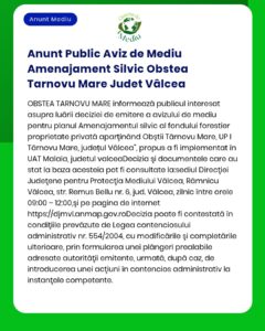 Anunt Public Aviz de Mediu Amenajament Silvic Obstea Tarnovu Mare Jude