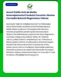 Anunt Public Aviz de Mediu Amenajamentul Fondului Forestier Obstea Cer