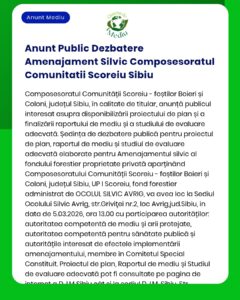 Anunt Public Dezbatere Amenajament Silvic Composesoratul Comunitatii S