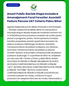 Anunt Public Decizie Etapa Includere Amenajament Fond Forestier Asocia