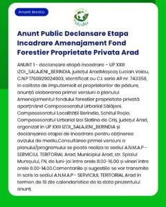 Anunt Public Declansare Etapa Incadrare Amenajament Fond Forestier Pro