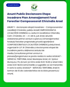 Anunt Public Declansare Etapa Incadrare Plan Amenajament Fond Forestie