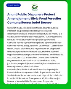 Anunt Public Dispunere Proiect Amenajament Silvic Fond Forestier Comun