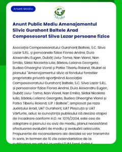 Anunt Public Mediu Amenajamentul Silvic Gurahont Baltele Arad Composes