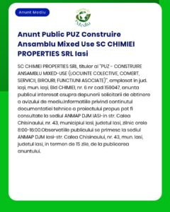 Anunt Public PUZ Construire Ansamblu Mixed Use SC CHIMIEI PROPERTIES S
