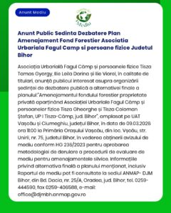 Anunt Public Sedinta Dezbatere Plan Amenajament Fond Forestier Asociat