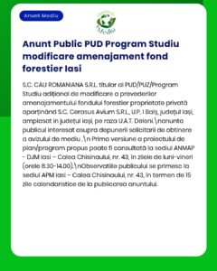 PUD Program Study pentru modificarea fondului forestier în județul Iași, detalii despre proiect.