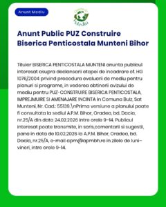 Plan construire biserică penticostală și împrejmuire Munteni, Bihor; detalii proiect.