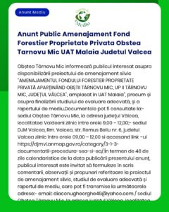 Anunt Public Amenajament Fond Forestier Proprietate Privata Obstea Tar