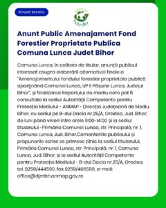 Anunt Public Amenajament Fond Forestier Proprietate Publica Comuna Lun