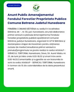 Anunt Public Amenajamentul Fondului Forestier Proprietate Publica Comu