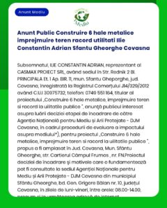 Anunt Public Construire 6 hale metalice imprejmuire teren racord utili
