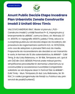 Anunt Public Decizie Etapa Incadrare Plan Urbanistic Zonala Constructi