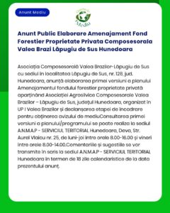 Anunt Public Elaborare Amenajament Fond Forestier Proprietate Privata