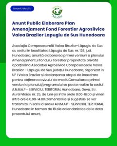 Anunt Public Elaborare Plan Amenajament Fond Forestier Agrosilvice Val