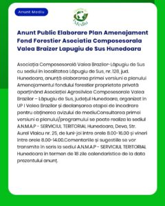 Anunt Public Elaborare Plan Amenajament Fond Forestier Asociatia Compo