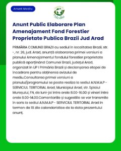 Anunt Public Elaborare Plan Amenajament Fond Forestier Proprietate Pub