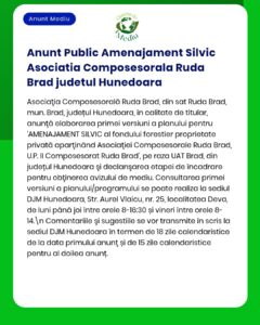 Primul plan de amenajare silvic al Asociatiei Composesorale Ruda Brad în județul Hunedoara.