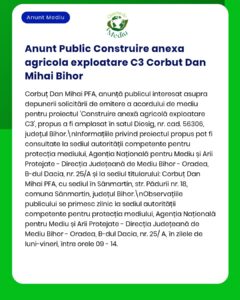 Construire anexă agricolă pentru exploatarea C3 la Dioșig, județul Bihor, publicat de Corbuț Dan Mihai PFA.