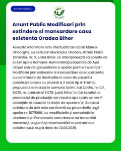 Modificări propuse pentru extinderea și mansardarea unei case existente în Oradea, Bihor, cu detalii despre proiect.