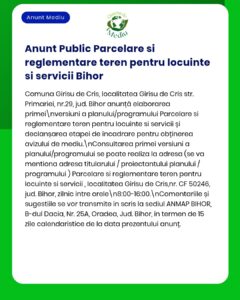 Informare despre reglementări și anunțuri publice pentru locuințe și servicii în Bihor.