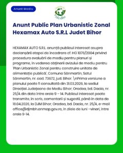 Procedură de mediu pentru un plan urbanistic în Săntămarin, Bihor, inițiată de HEXAMAX AUTO S.R.L.