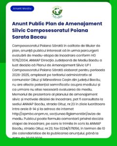 Plan de management pentru Pădurea Poiana Sărata, Bacău, cu detalii despre evaluarea de mediu și reglementări.