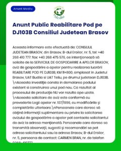 Lucrări de reabilitare a podului pe DJ103B în județul Brașov.