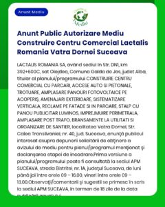 Anunt Public Autorizare Mediu Construire Centru Comercial Lactalis Rom