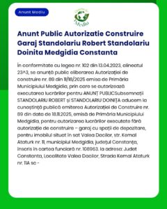 Anunt Public Autorizatie Construire Garaj Standolariu Robert Standolar
