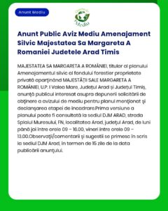 Anunt Public Aviz Mediu Amenajament Silvic Majestatea Sa Margareta A R