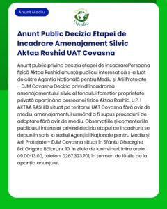 Anunt Public Decizia Etapei de Incadrare Amenajament Silvic Aktaa Rash