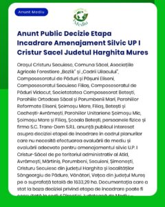 Anunt Public Decizie Etapa Incadrare Amenajament Silvic UP I Cristur S