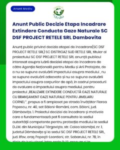 Anunt Public Decizie Etapa Incadrare Extindere Conducta Gaze Naturale