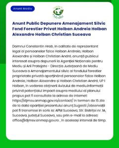 Anunt Public Depunere Amenajament Silvic Fond Forestier Privat Holban