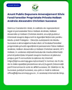 Anunt Public Depunere Amenajament Silvic Fond Forestier Proprietate Pr