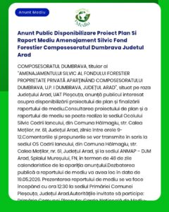 Anunt Public Disponibilizare Proiect Plan Si Raport Mediu Amenajament