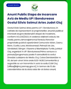 Anunt Public Etapa de Incarcare Aviz de Mediu UP I Bondureasa Ocolul S