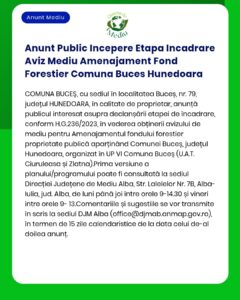 Anunt Public Incepere Etapa Incadrare Aviz Mediu Amenajament Fond Fore