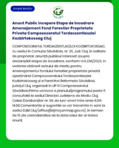 Anunt Public Incepere Etapa de Incadrare Amenajament Fond Forestier Pr