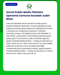 Anunt Public Mediu Plantam Speranta Comuna Sacadat Judet Bihor