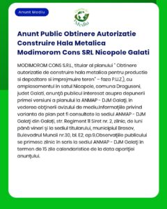 Anunt Public Obtinere Autorizatie Construire Hala Metalica Modimorom C
