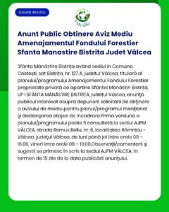 Anunt Public Obtinere Aviz Mediu Amenajamentul Fondului Forestier Sfan