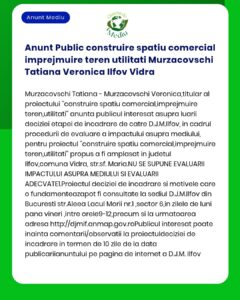 Anunt Public construire spatiu comercial imprejmuire teren utilitati M