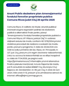 Anunt Public dezbatere plan Amenajamentul fondului forestier proprieta