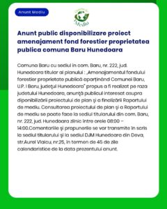Anunt public disponibilizare proiect amenajament fond forestier propri