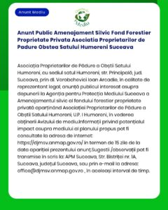 Anunt Public Amenajament Silvic Fond Forestier Proprietate Privata Aso