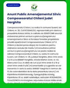 Anunț despre planurile de gestionare a pădurilor în județul Harghita de către Composesoratul Chileni.